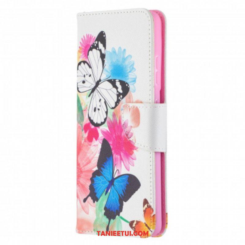 Etui Folio do Samsung Galaxy S21 Ultra 5G Malowane Motyle I Kwiaty