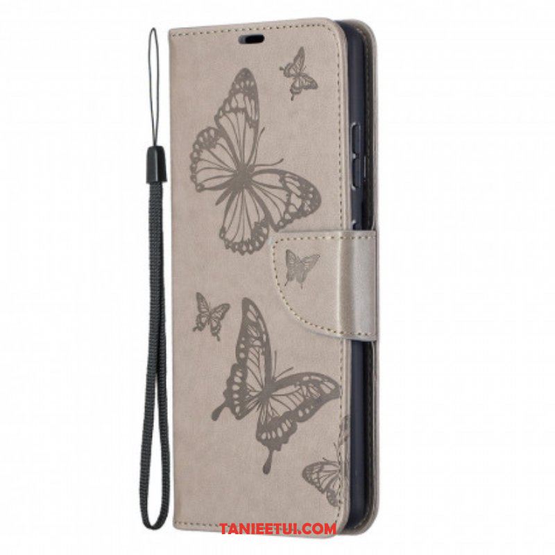 Etui Folio do Samsung Galaxy S21 Ultra 5G Motyle W Locie Z Smyczą