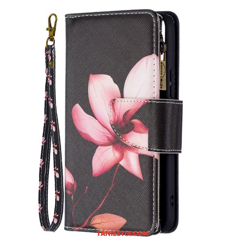 Etui Folio do Samsung Galaxy S22 5G Kieszonka Zapinana Na Zamek W Kwiaty