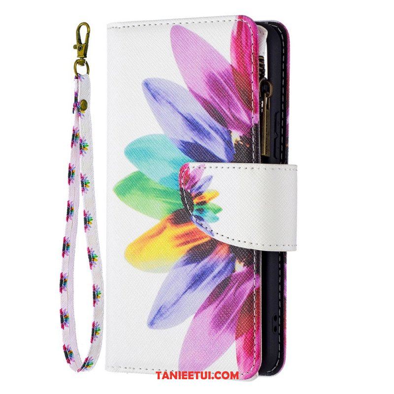 Etui Folio do Samsung Galaxy S22 5G Kieszonka Zapinana Na Zamek W Kwiaty