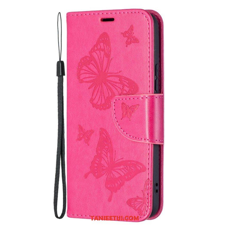 Etui Folio do Samsung Galaxy S22 5G Motyle W Locie Z Smyczą