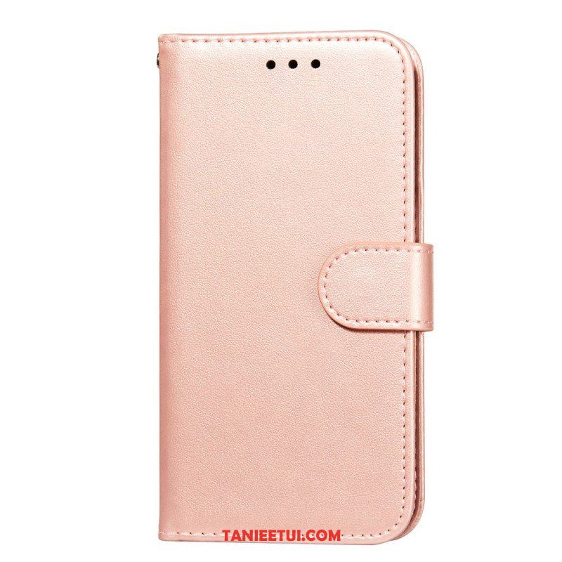 Etui Folio do Samsung Galaxy S22 5G z Łańcuch Pasek W Jednolitym Kolorze