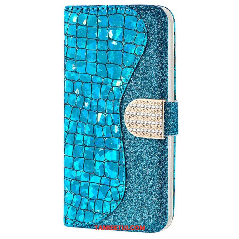 Etui Folio do Samsung Galaxy S22 Plus 5G Krokodyle Diamenty