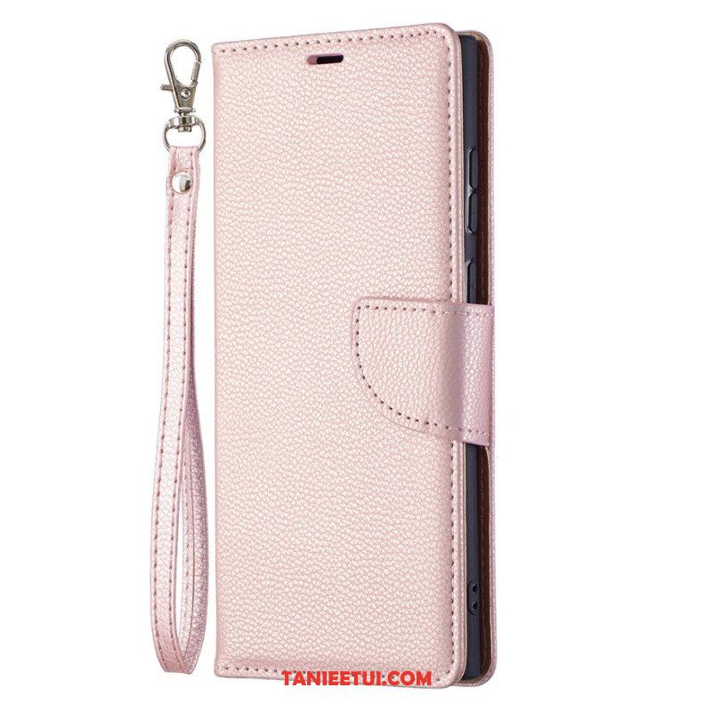 Etui Folio do Samsung Galaxy S22 Ultra 5G Skórzany Futerał Liczi Rabat Ukośne