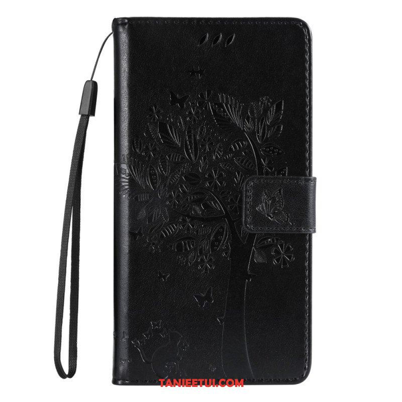 Etui Folio do Samsung Galaxy S23 5G Drapak Dla Kota Ze Smyczą