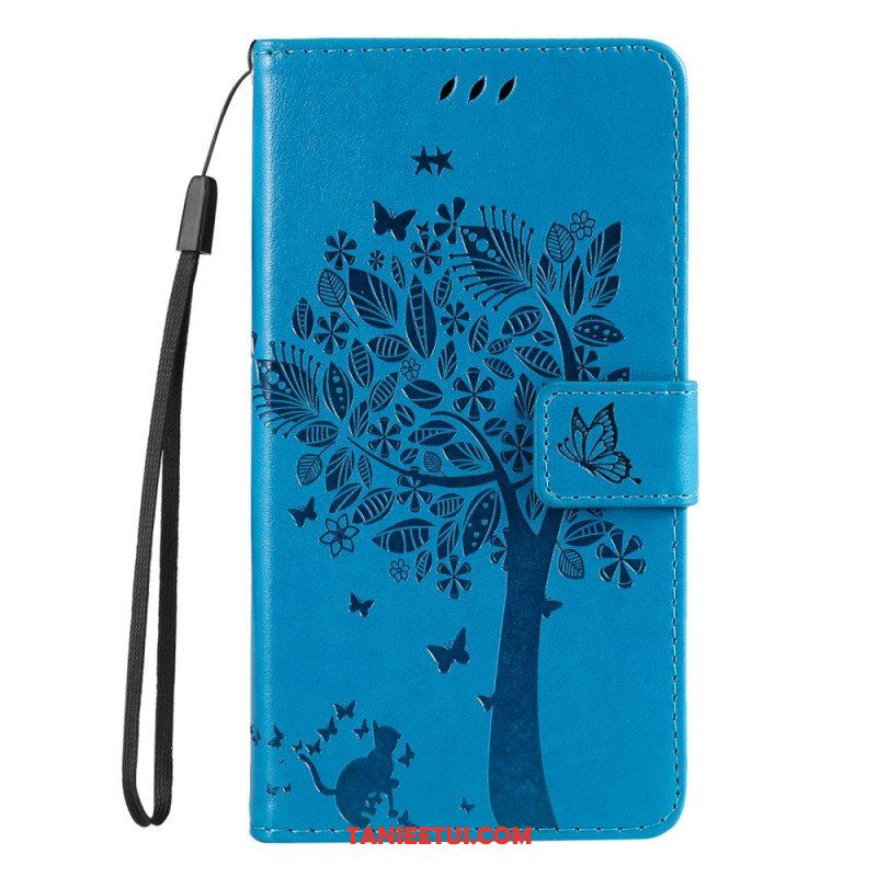 Etui Folio do Samsung Galaxy S23 5G Drapak Dla Kota Ze Smyczą