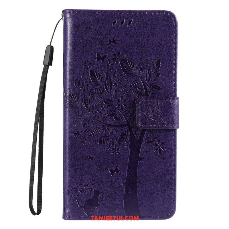 Etui Folio do Samsung Galaxy S23 5G Drapak Dla Kota Ze Smyczą