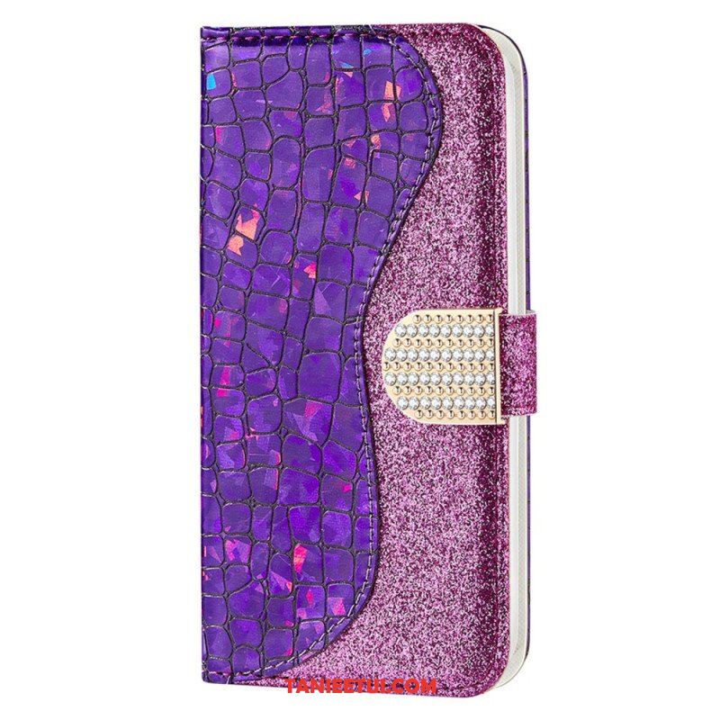 Etui Folio do Samsung Galaxy S23 5G Krokodyle Diamenty