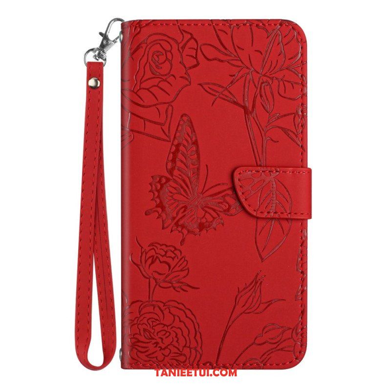 Etui Folio do Samsung Galaxy S23 5G Motyl Ze Smyczą