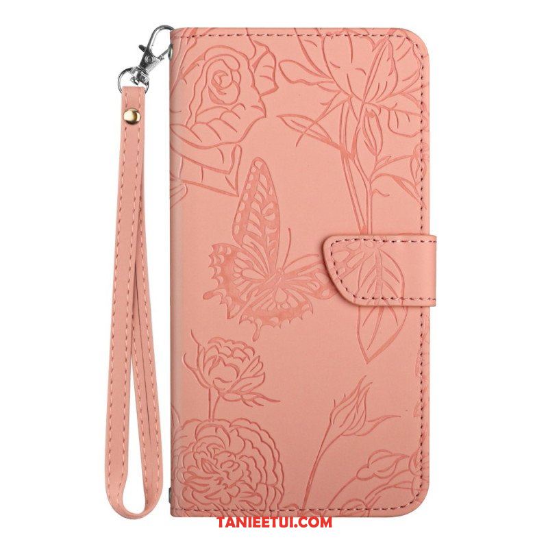 Etui Folio do Samsung Galaxy S23 5G Motyl Ze Smyczą