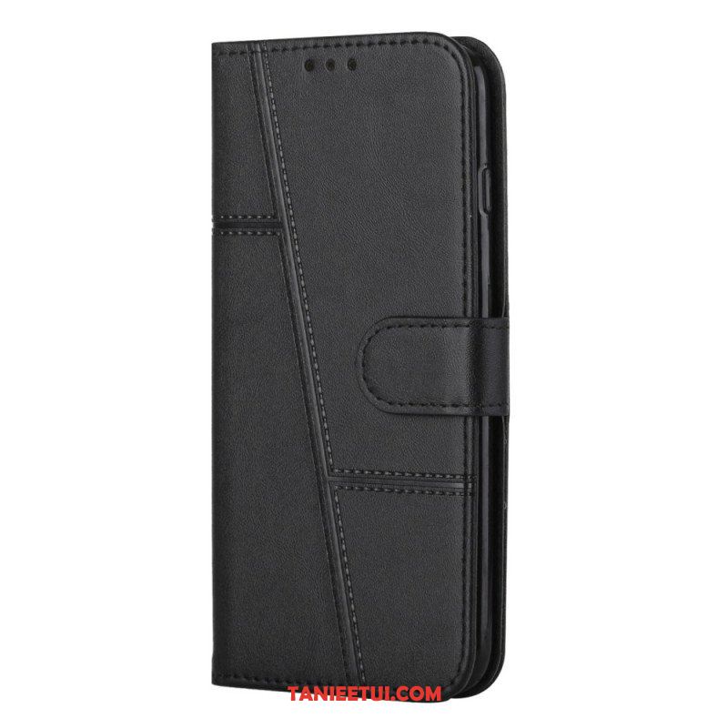 Etui Folio do Samsung Galaxy S23 5G z Łańcuch Paskowaty Geometryczny Skórzany Styl