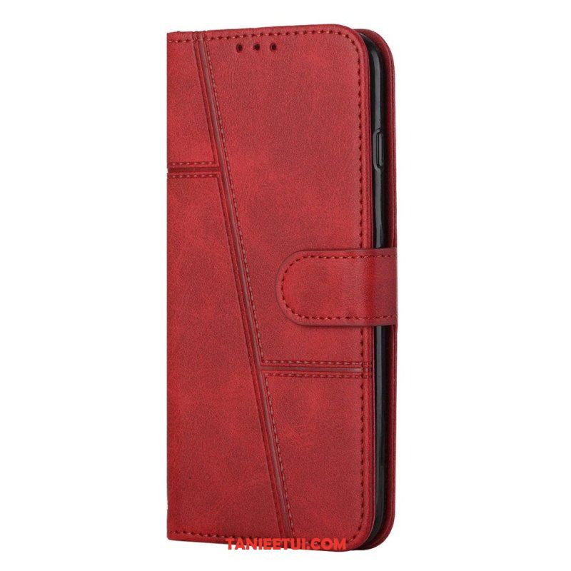 Etui Folio do Samsung Galaxy S23 5G z Łańcuch Paskowaty Geometryczny Skórzany Styl