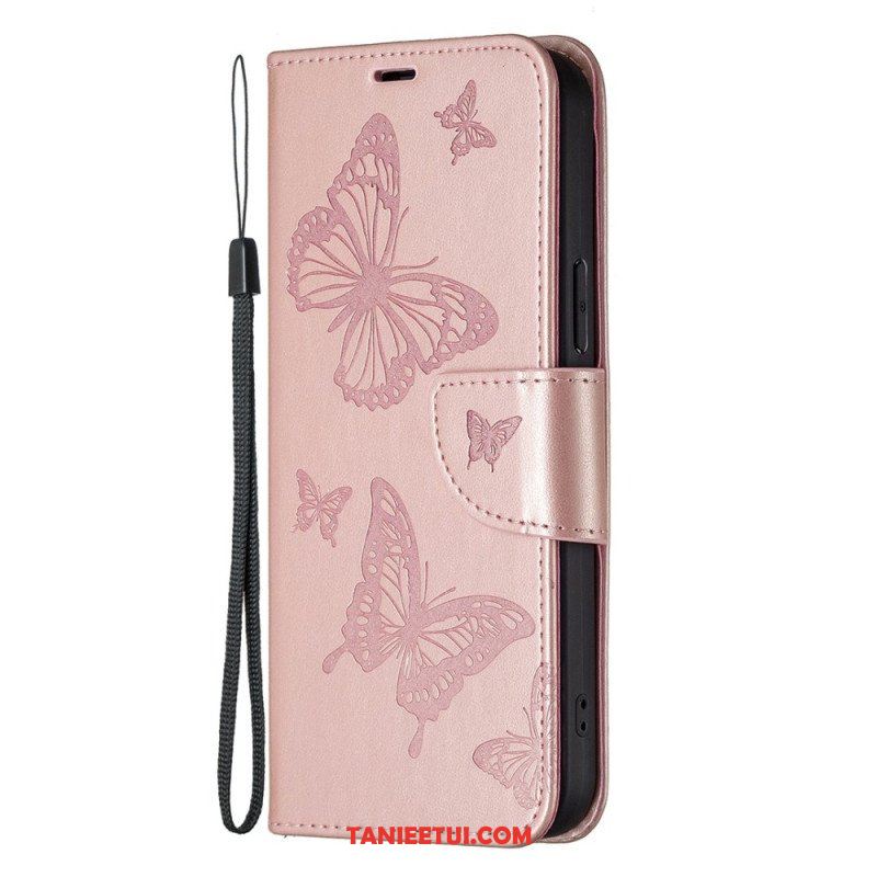 Etui Folio do Samsung Galaxy S23 5G z Łańcuch Stringi Motyle