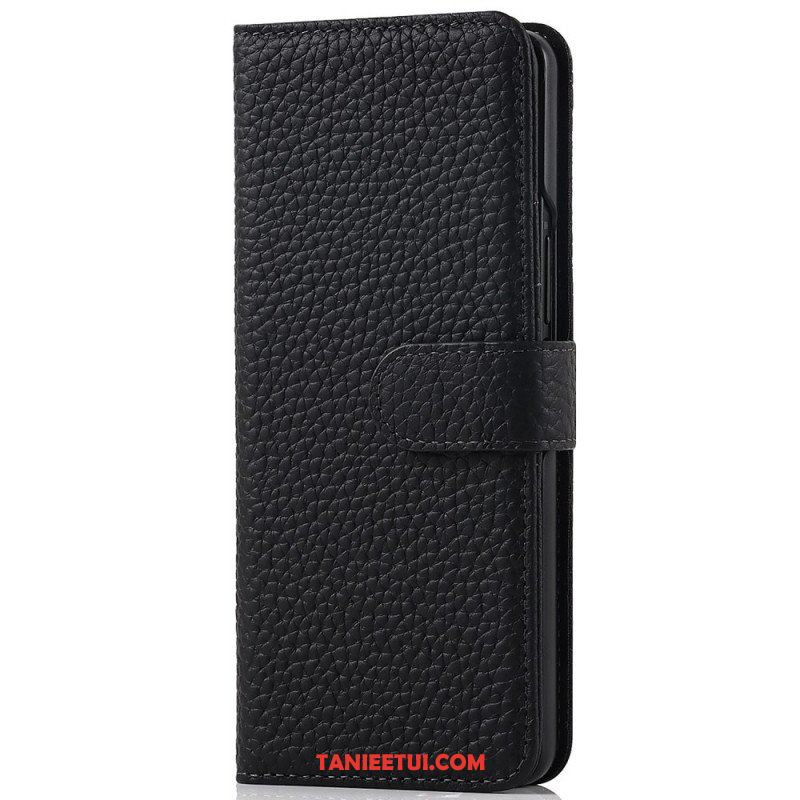 Etui Folio do Samsung Galaxy Z Fold 3 5G Oryginalna Skórzana Obsadka Do Pióra Litchi