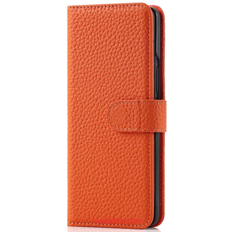 Etui Folio do Samsung Galaxy Z Fold 3 5G Oryginalna Skórzana Obsadka Do Pióra Litchi