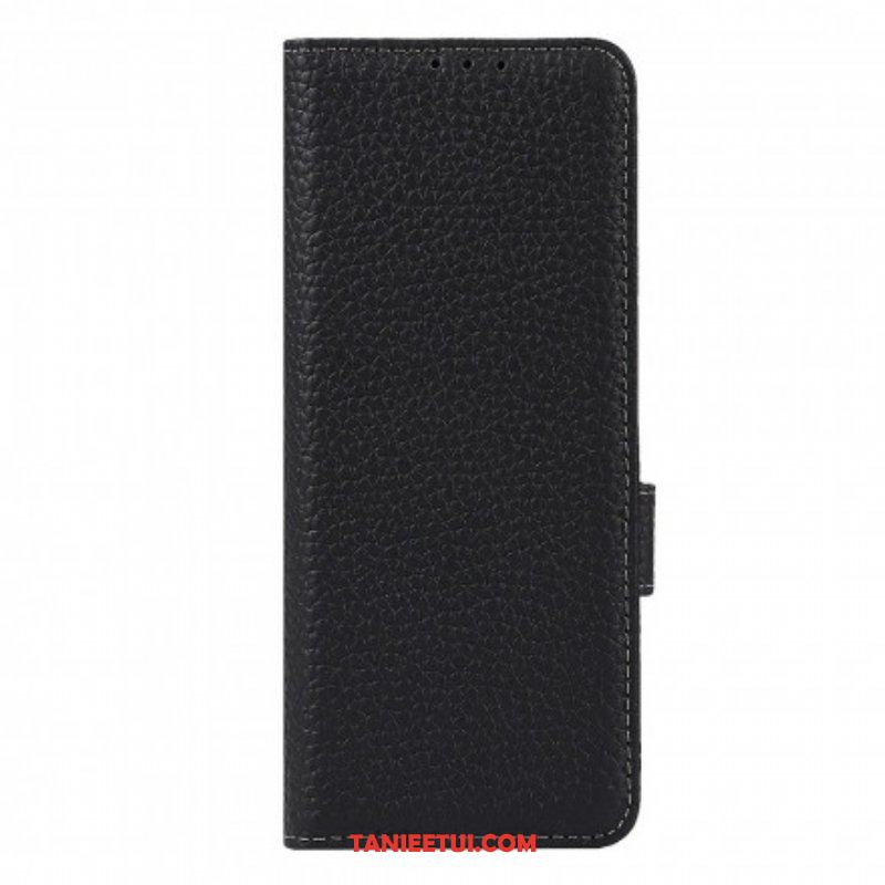 Etui Folio do Samsung Galaxy Z Fold 3 5G Prawdziwa Skóra Litchi