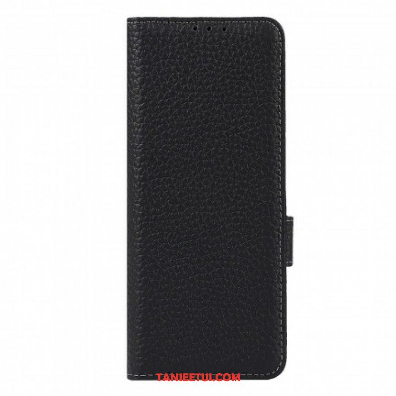 Etui Folio do Samsung Galaxy Z Fold 3 5G Prawdziwa Skóra Litchi