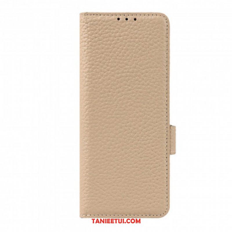 Etui Folio do Samsung Galaxy Z Fold 3 5G Prawdziwa Skóra Litchi