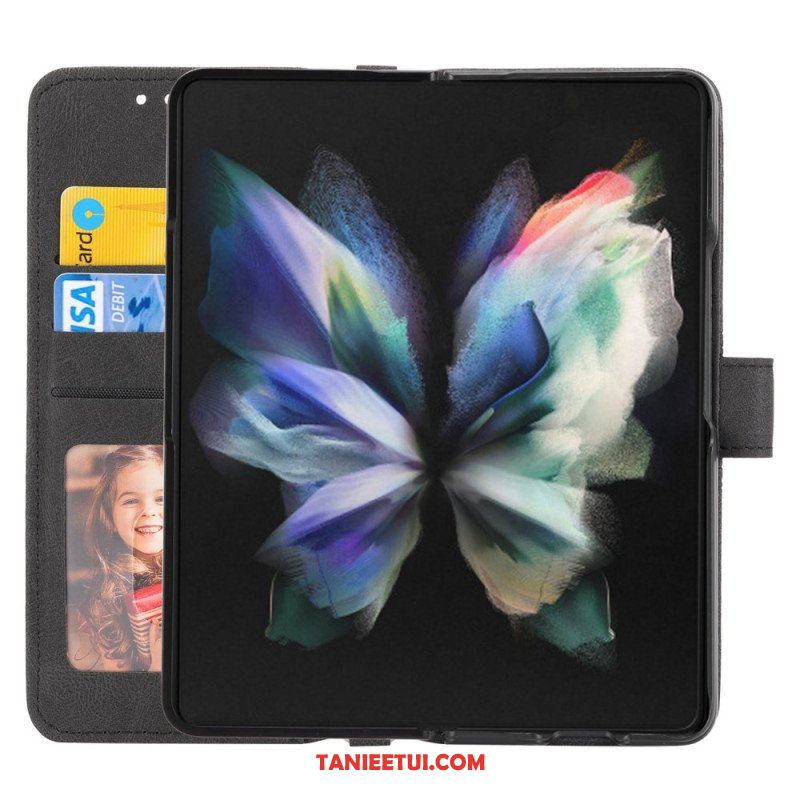 Etui Folio do Samsung Galaxy Z Fold 4 Wzór Paska Ze Sztucznej Skóry