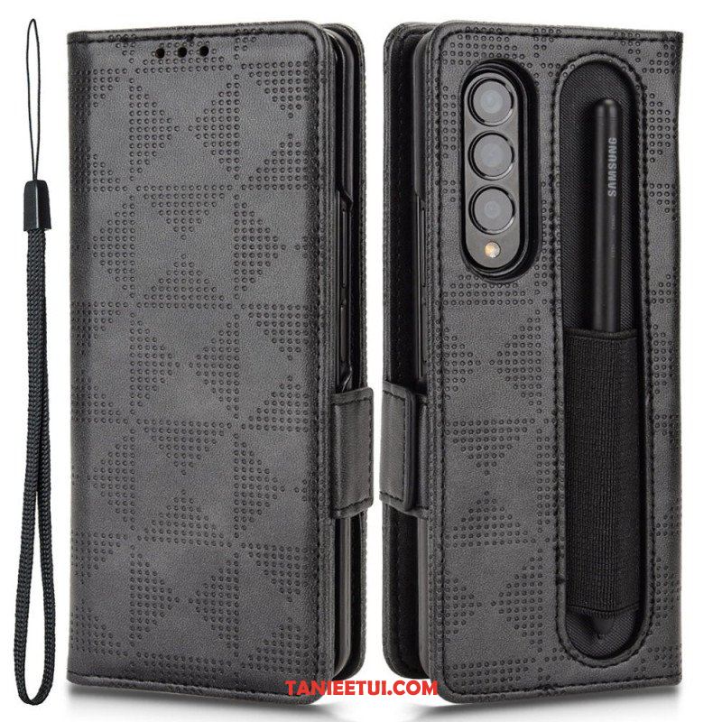 Etui Folio do Samsung Galaxy Z Fold 4 Wzór Perforowane Trójkąty Smycz