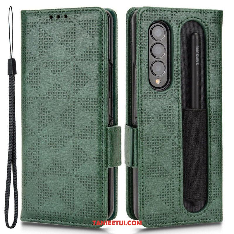 Etui Folio do Samsung Galaxy Z Fold 4 Wzór Perforowane Trójkąty Smycz