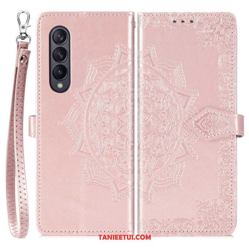 Etui Folio do Samsung Galaxy Z Fold 4 z Łańcuch Średniowieczna Mandala Z Paskami