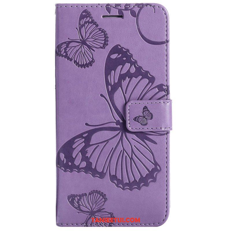 Etui Folio do Vivo Y35 z Łańcuch Gigantyczne Motyle Paskowe