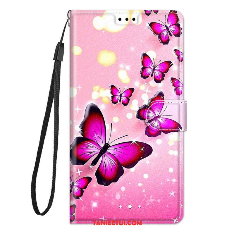 Etui Folio do Xiaomi 12 / 12X Wachlarz Motyli Ze Smyczą