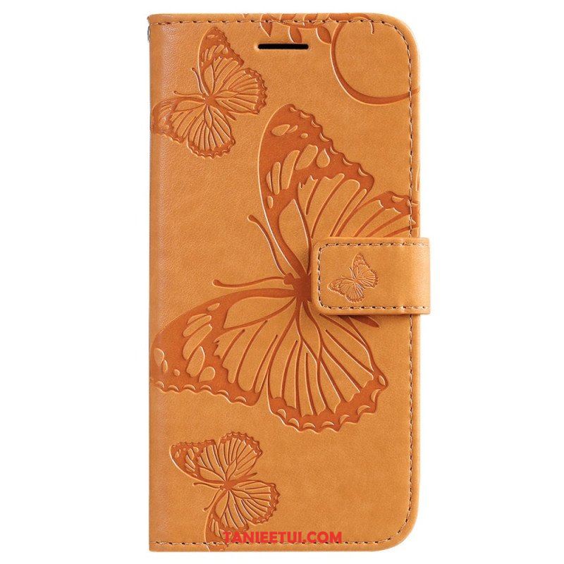 Etui Folio do Xiaomi 12 / 12X z Łańcuch Gigantyczne Motyle Paskowe