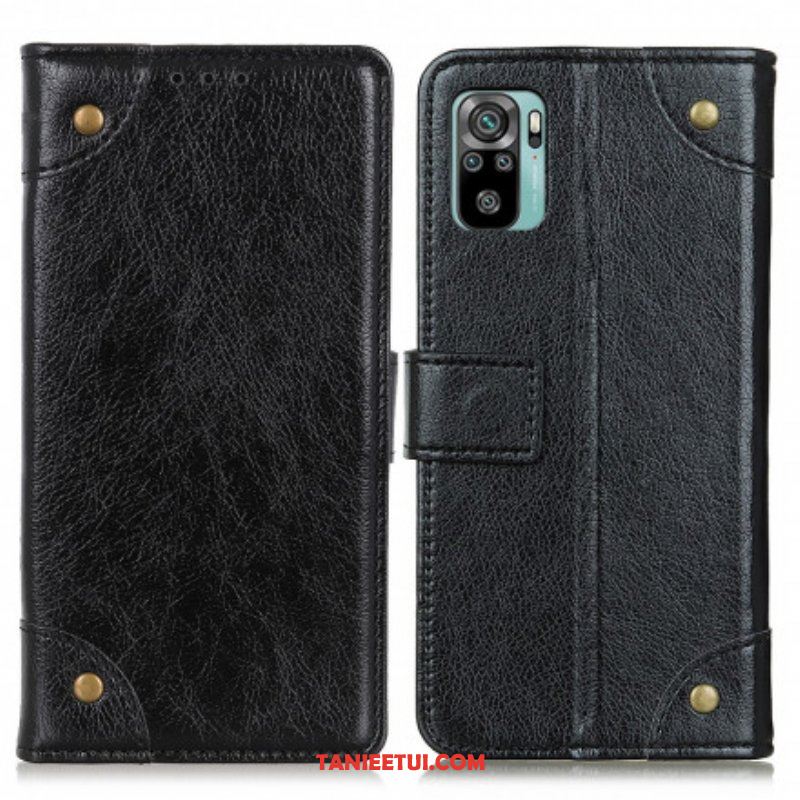 Etui Folio do Xiaomi Redmi Note 10 / 10S Nity W Stylu Vintage Ze Skóry Nappa