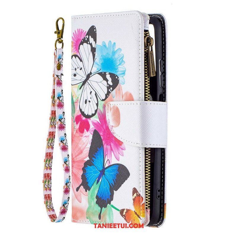 Etui Folio do Xiaomi Redmi Note 10 / 10S Zapinana Na Zamek Kieszeń W Motyle