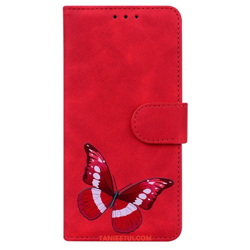 Etui Folio do Xiaomi Redmi Note 10 Pro Motyl Dotykający Skóry