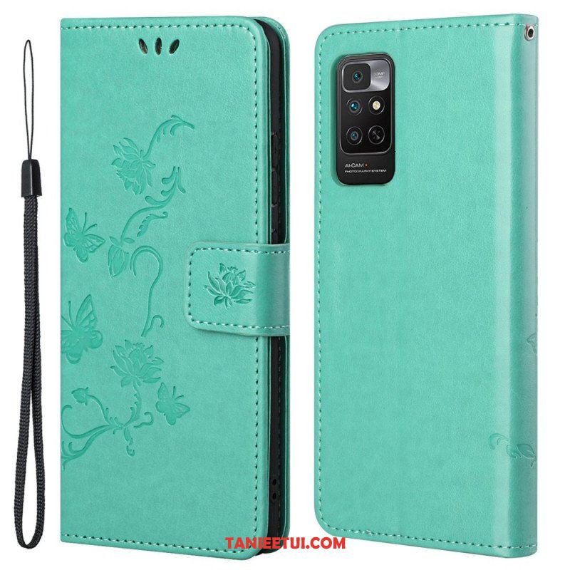 Etui Folio do Xiaomi Redmi Note 11 / 11S z Łańcuch Paski Kwiaty