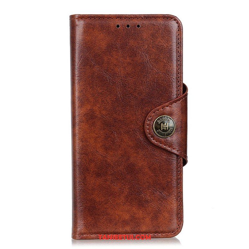 Etui Folio do Xiaomi Redmi Note 11 Pro / 11 Pro 5G Guzik Khazneh Z Imitacji Lakierowanej Skóry