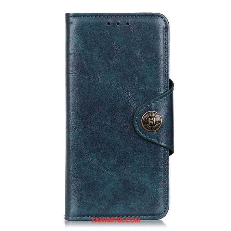 Etui Folio do Xiaomi Redmi Note 11 Pro / 11 Pro 5G Guzik Khazneh Z Imitacji Lakierowanej Skóry