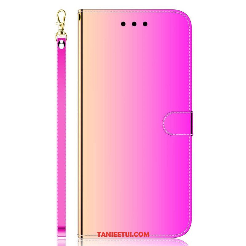 Etui Folio do Xiaomi Redmi Note 12 4G Sztuczna Lustrzana Skóra Z Paskiem