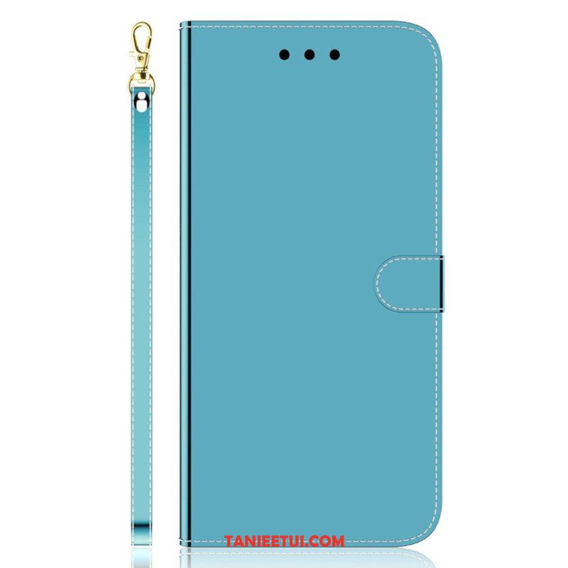 Etui Folio do Xiaomi Redmi Note 12 4G Sztuczna Lustrzana Skóra Z Paskiem