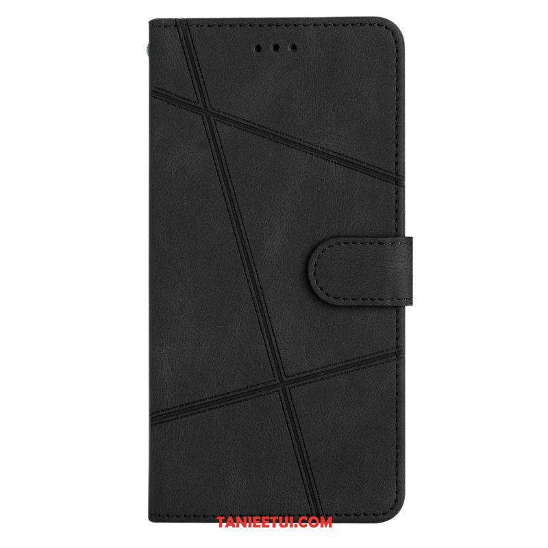 Etui Folio do Xiaomi Redmi Note 12 4G z Łańcuch Geometryczne Paski