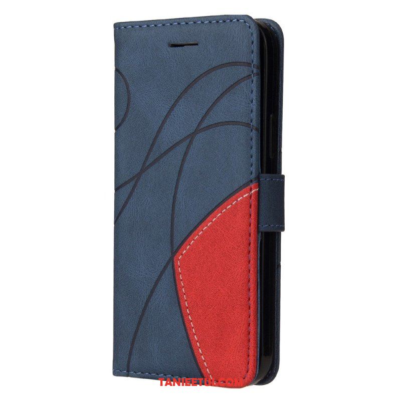 Etui Folio do Xiaomi Redmi Note 12 5G z Łańcuch Dwukolorowy Pasek