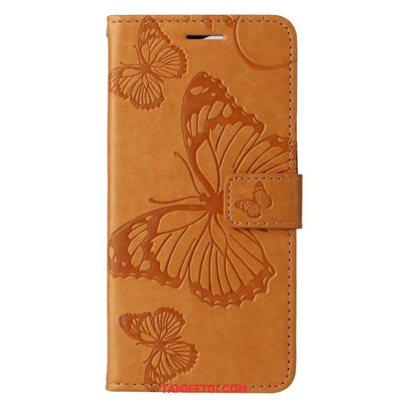 Etui Folio do Xiaomi Redmi Note 12 5G z Łańcuch Gigantyczne Motyle Paskowe