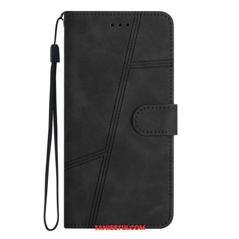 Etui Folio do Xiaomi Redmi Note 12 5G z Łańcuch Paskowaty Geometryczny Skórzany Styl