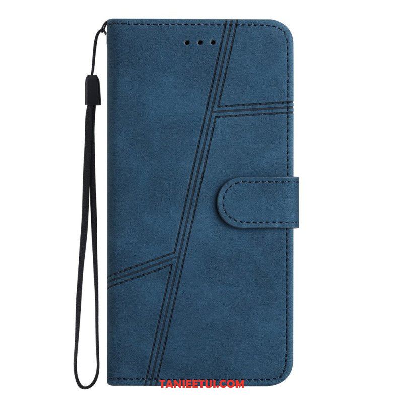 Etui Folio do Xiaomi Redmi Note 12 5G z Łańcuch Paskowaty Geometryczny Skórzany Styl