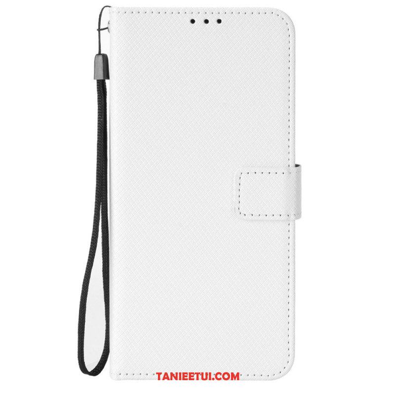 Etui Folio do Xiaomi Redmi Note 12 Pro z Łańcuch Stylowa Sztuczna Skóra Z Paskami