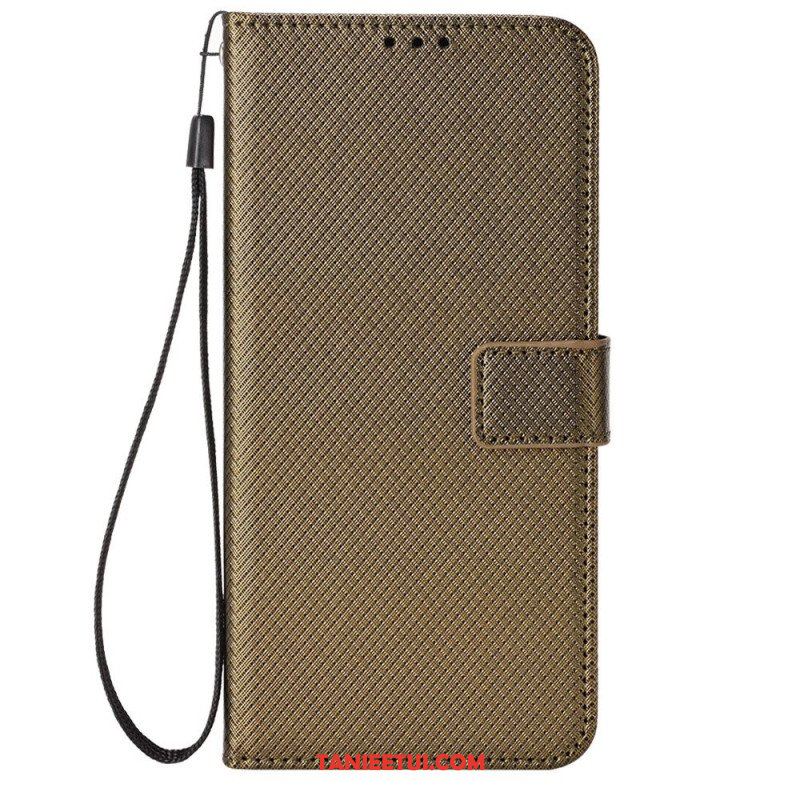 Etui Folio do Xiaomi Redmi Note 12 Pro z Łańcuch Stylowa Sztuczna Skóra Z Paskami