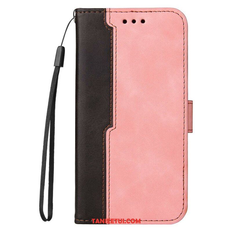 Etui Folio do iPhone 13 Mini Dwukolorowa Sztuczna Skóra