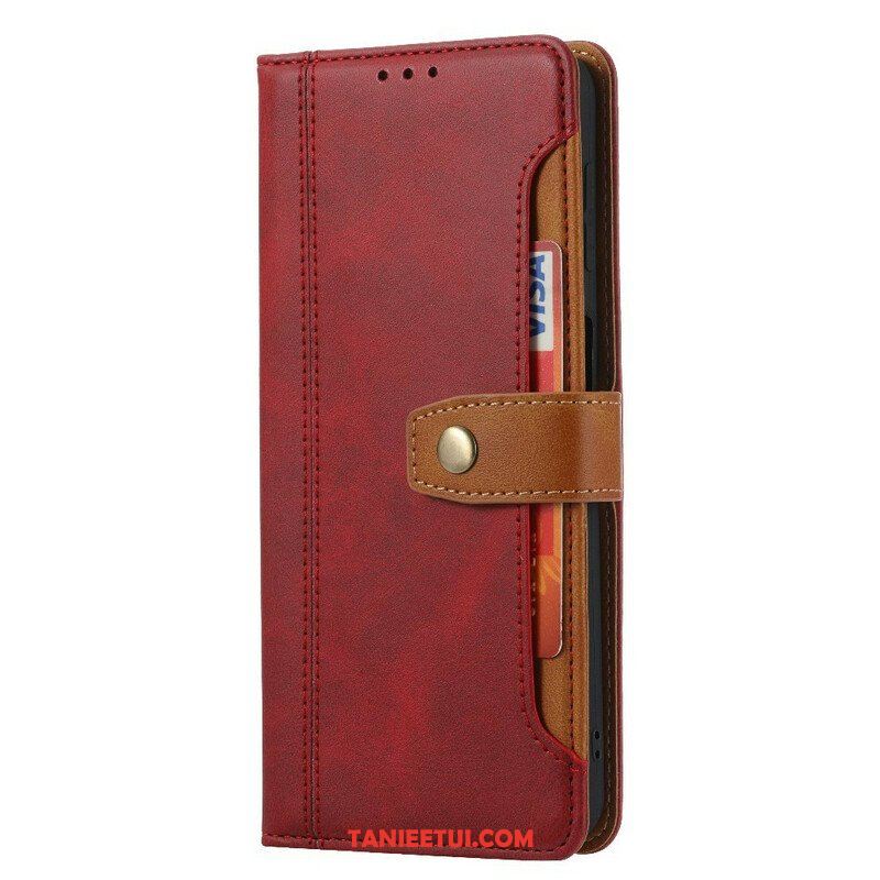 Etui Folio do iPhone 13 Mini Etui Na Karty Z Przodu I Pasek Z Efektem Skóry