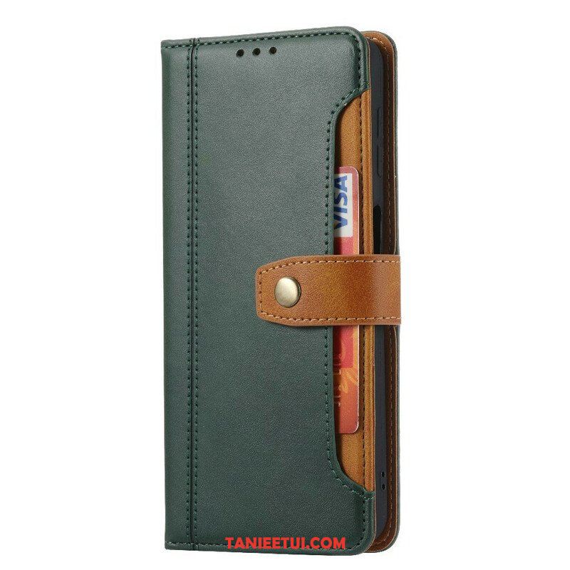 Etui Folio do iPhone 13 Mini Etui Na Karty Z Przodu I Pasek Z Efektem Skóry