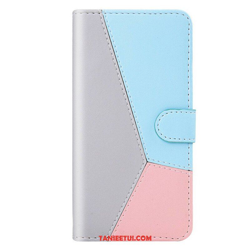 Etui Folio do iPhone 13 Mini Trójkolorowy Efekt Skóry