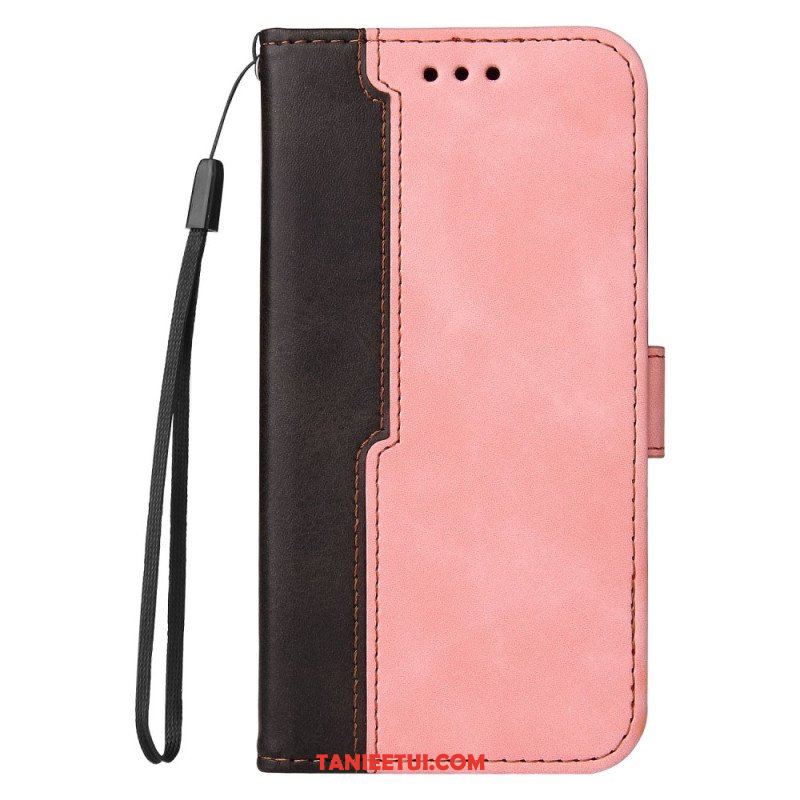 Etui Folio do iPhone 14 Dwukolorowy Z Paskiem