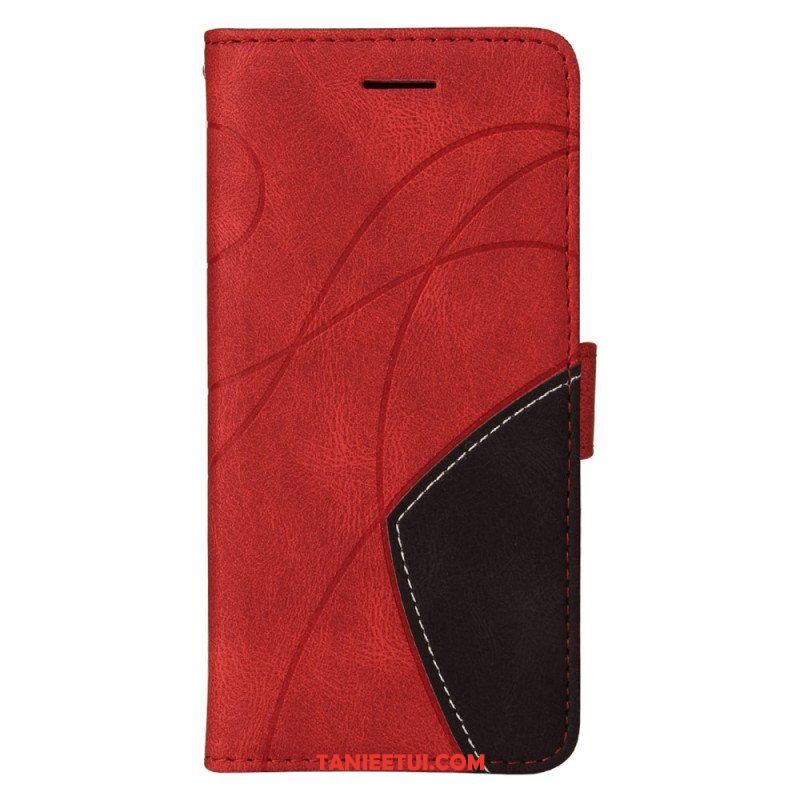 Etui Folio do iPhone 14 Pro Max z Łańcuch Dwukolorowy Pasek